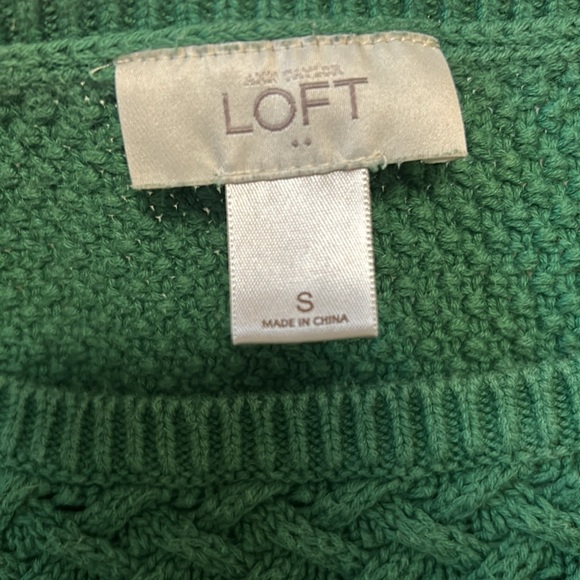 LOFT WIDE CREWNECK GREEN KNIT SWEATER - Picture 4 of 5